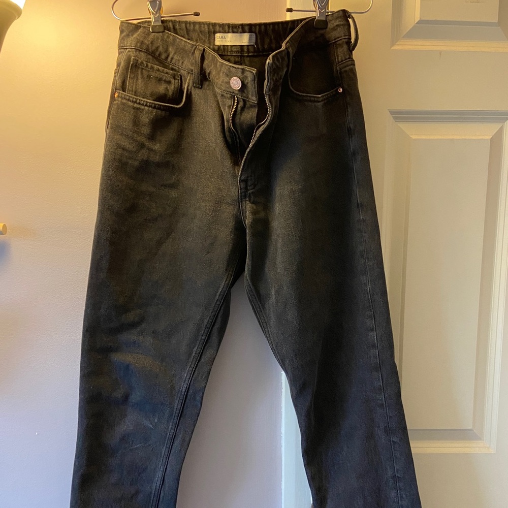 Dark grey straight leg zara jeans